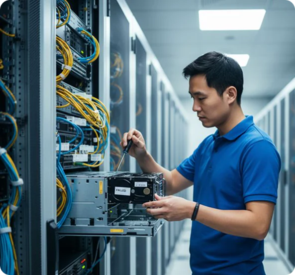 Сетевой инженер настраивает IT-инфраструктуру Cisco